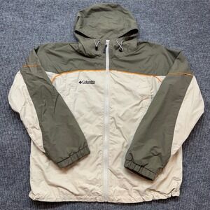 Columbia Mens XL Waterproof Lightweight Jacket Tan Olive Gorpcore Utility